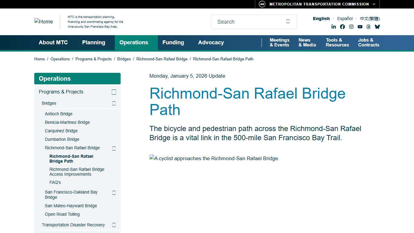 Richmond-San Rafael Bridge Path | Metropolitan Transportation Commission